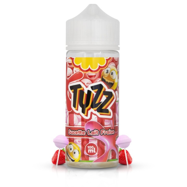 E-liquide Sucette Lait Fraise 100ml - Sucette à la fraise lactée - 50/50 PG/VG - 0mg